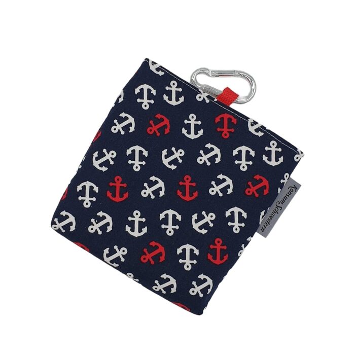 Сумка для ласощів для собак з магнітом та карабіном з тканини - червоно-білі анкери