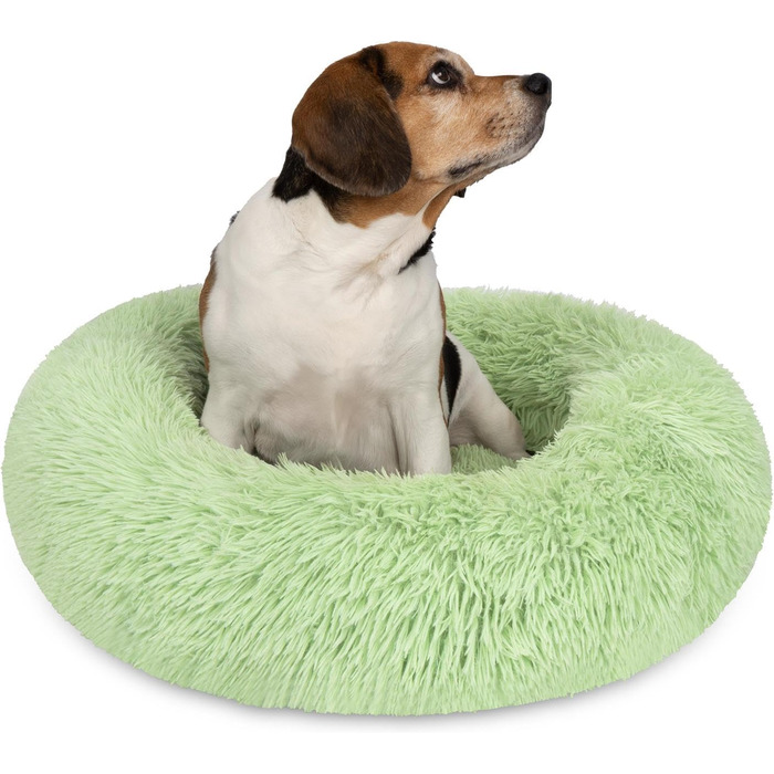 Кругле собаче ліжко Normani для великих та маленьких собак - ергономічна подушка-бублик. Собача лежанка з високим бортиком (М'ята, 100x100x28 см)
