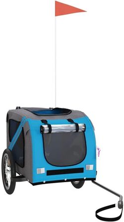 Причіп для собак vidaXL, причіп для собак з відбивачами та прапорцем, вантажопідйомність 45 кг, Oxford-тканина, залізо (Блакитний, 125 x 63 x 66 см)