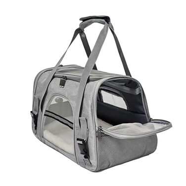 Сумка-переноска для котів та собак | Легка, зручна, дихаюча переноска для тварин на плечі, для прогулянок на вулиці, сірого кольору