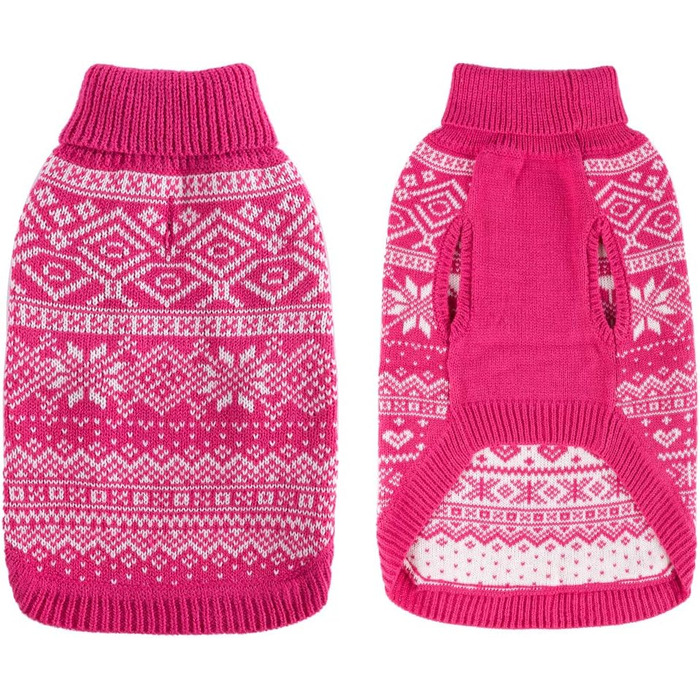 Пуловер для собак HOMIMP Argyle - теплий зимовий одяг для цуценят та собак різних розмірів. М'який теплий одяг для собак, червоний (S, рожевий)