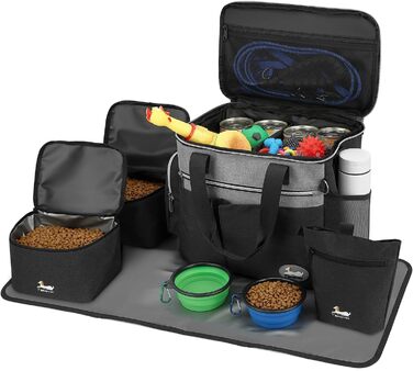 Сумка для собак TAIHOYIN: подорожі літаком, аксесуари для собак, 2 миски, килимок, сумка для ласощів, зелено-чорна