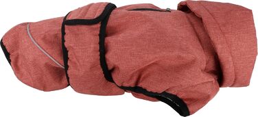 Нашийник для собак Flamingo Hundemante Winter – Igu, 50 см, теплий та модний, поліестер, водовідштовхувальний, ізотермічна внутрішня підкладка, світловідбиваючий, захист грудей та живота, отвір для повідка (Червоний, XS)