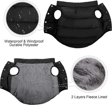 Зимовий теплий водонепроникний одяг для собак - тепла флісова куртка для малих порід (М, чорний)