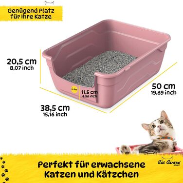 Лоток для котів з високим бортиком, без кришки, рожевий, 50 x 38,5 см