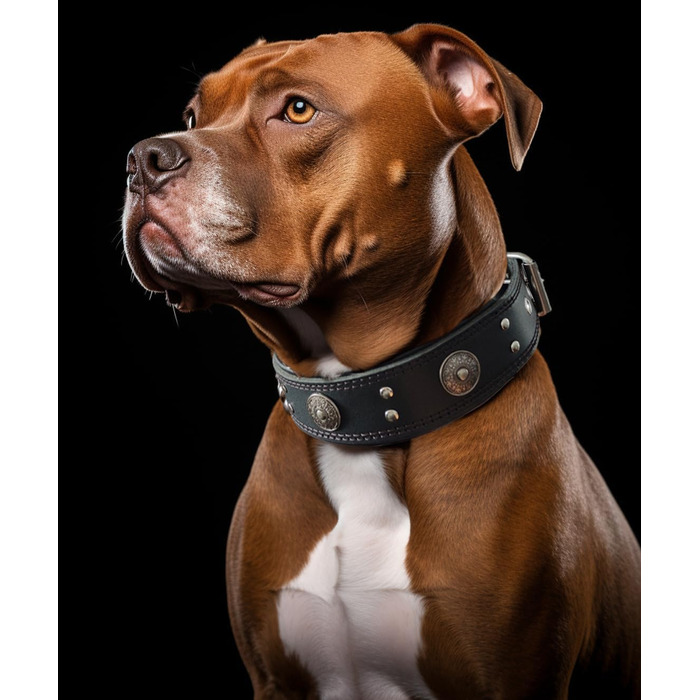 Нашийник для собак з натуральної шкіри, 5 см, чорний, розмір M (46.5-57.5 см)