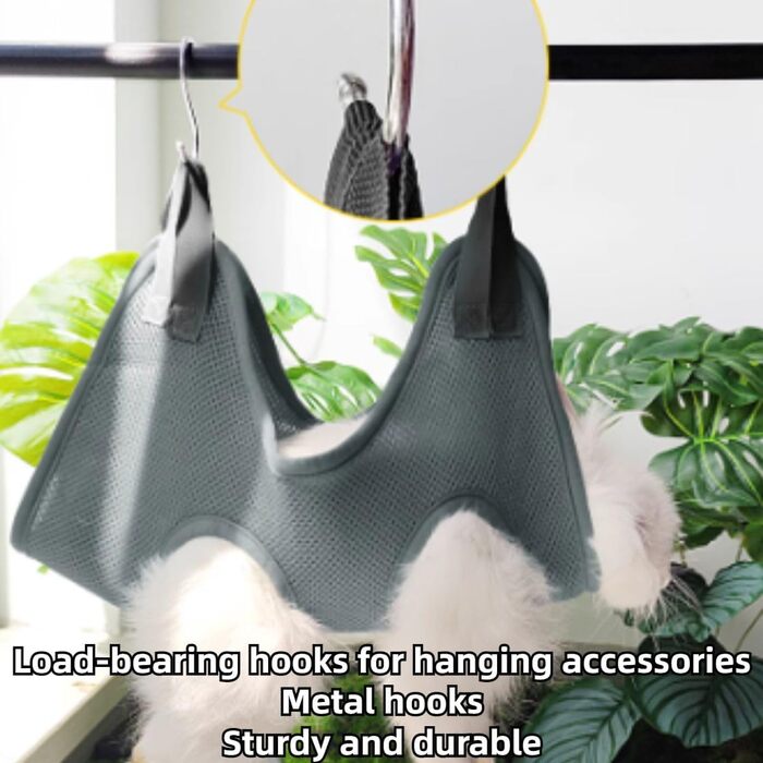 Гамак для кроликів з ремінком безпеки для догляду за кігтями та шерстю, сумка для купання кроликів, сумка для догляду за кігтями котів, аксесуар для догляду за дрібними тваринами (Сірий, XXS)