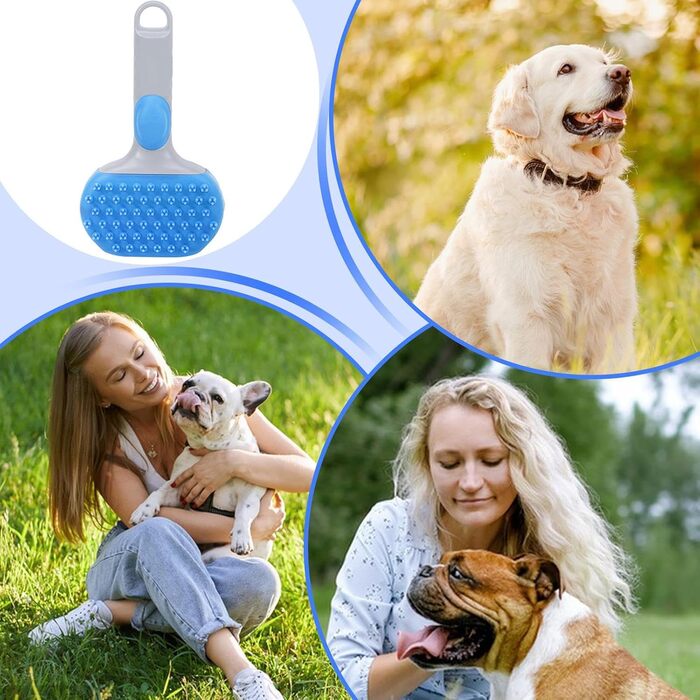 Парфумерна щітка для котів - щітка для домашніх тварин з парою, двосторонній захист від ковтунів, масажна щітка, м'яке очищення для коротко- та довгошерстих тварин, блакитна