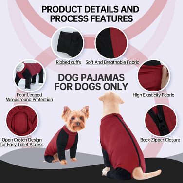 Комбінезон для собак Hjyokuso з ніжками, піжама для собак середніх порід, післяопераційний одяг для собак, червоний