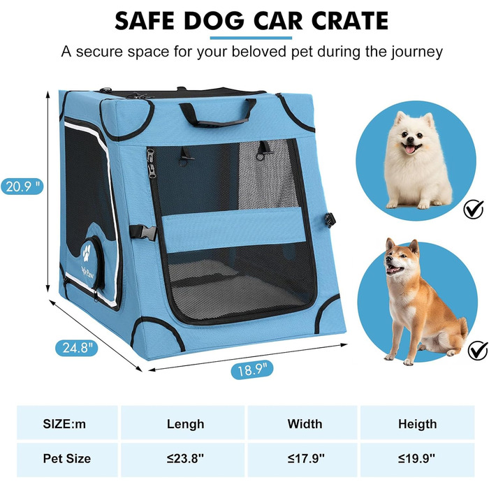 Транспортна переноска для собак Snagle Paw, середній розмір, блакитна, з металевим каркасом, для подорожей в авто