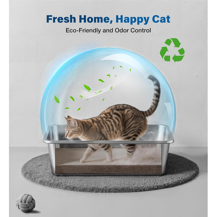 Котлочистка для котів ValuePro, нержавіюча сталь, XXL, 45x35x15 см, безперешкодна, антипригарне покриття, без запаху, легко мити