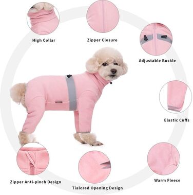 Піжама для собак з полярного флісу, тепла зимова куртка та светр для маленьких та середніх собак, X-Large, рожевий