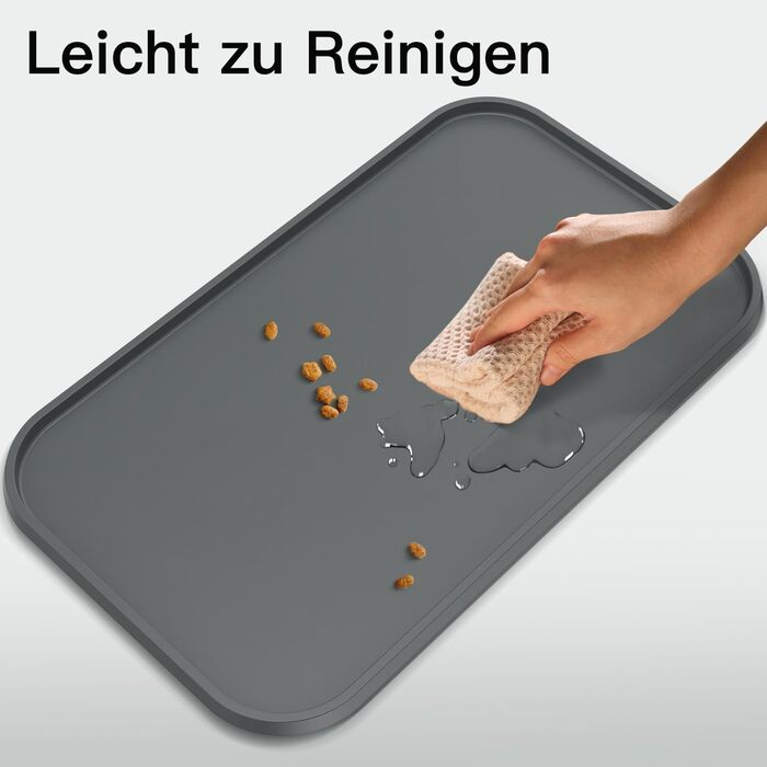 Підкладка під миски для котів та собак, силіконова, з високим бортиком, вологостійка, сіра