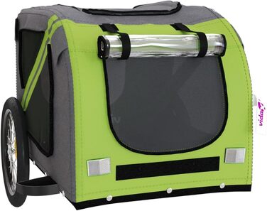 Велосипедний причіп для собак Зелений та Сірий, Oxford-Gewebe та Метал, Модель 93885
