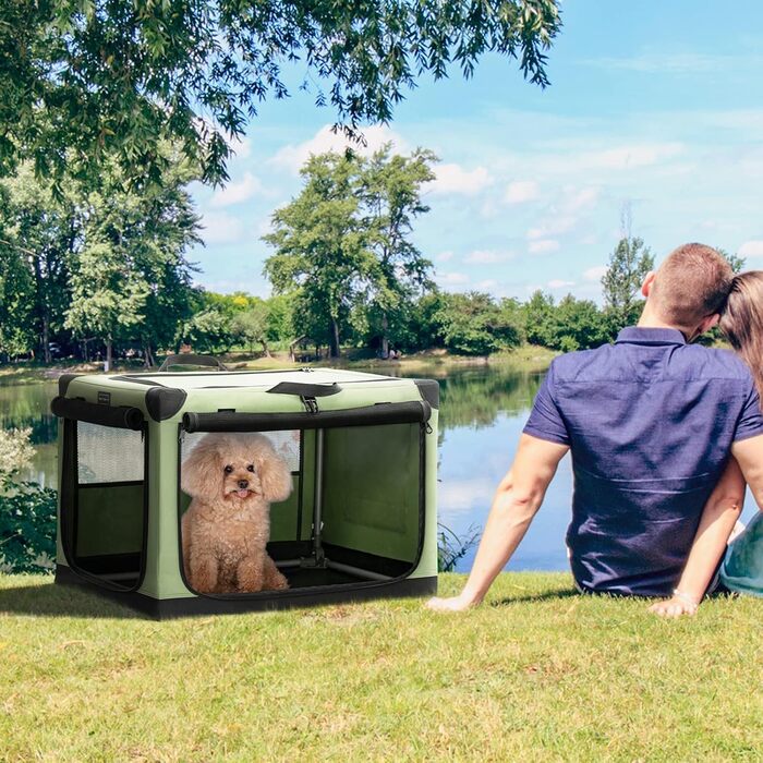 Складана переноска Petsfit для собак і котів, розмір S, синя, текстиль з алюмінієвим каркасом, посилені шви, для автомобіля
