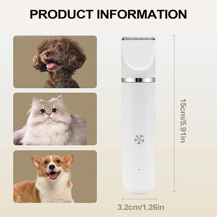 Набір для догляду за собаками 4-в-1: акумуляторна регульована шерсть, ідеально для цуценят вдома, білий колір