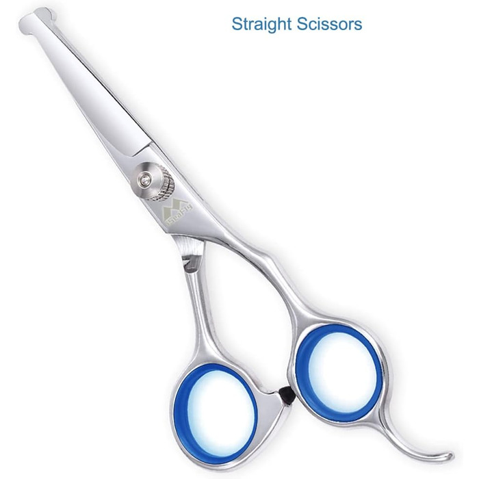 Набір професійних ножиць для собак iSeaFly, 5 в 1, з безпечними закругленими кінцями, з високоякісної нержавіючої сталі, для грумінгу всього тіла, обличчя, носа та вух (блакитний)