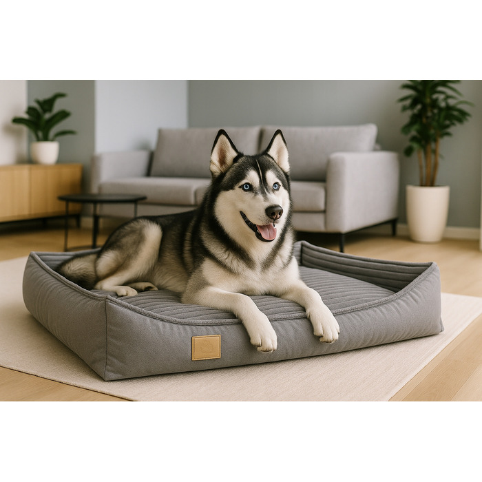 Плюшевий диван для собак Odol, сірий, 120 см x 80 см