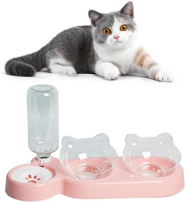 Автоматичний поїльник для котів та собак | Набір мисок з дозатором води | Безпечний, знімний, BPA-Free (Рожевий)