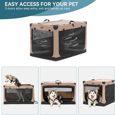 Транспортна переноска для собак Petsfit XL, складана, для дому, велика, середнього та малого розміру, з регульованим чохлом, легка у зберіганні, бежева