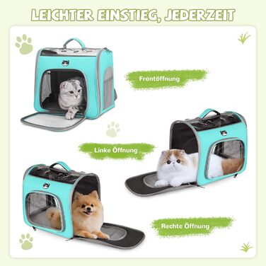 Рюкзак для котів та маленьких собак ALLSOPETS, дихаючий, з фронтальною відкриванням та страхувальним ремінцем, для подорожей, походів та прогулянок (М'ятно-зелений)