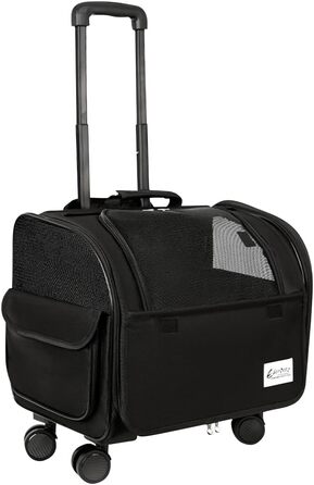 Чемодан для собак та котів Galatée з колесами, переноска для тварин, схвалена авіакомпаніями, дитяча коляска для домашніх улюбленців (чорний)