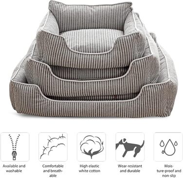 Ортопедичне ліжко для собак Petcute Hautierbett, м'яке, знімний чохол, для маленьких собак, сіре (M)