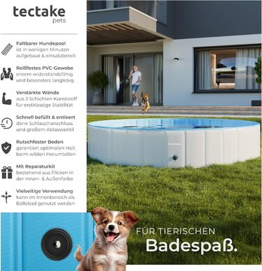Басейн Tectake® для собак та дітей, 120 см⌀: ідеальний для ігор з водою та м'ячиків