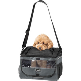 Корзина для собак Navaris на велосипед, спереду - сіра, до 10 кг, з додатковими кишенями