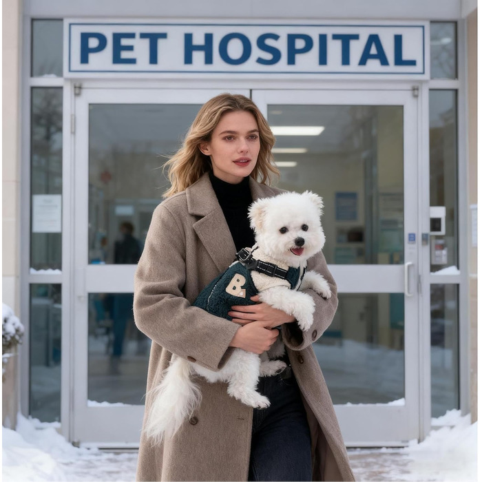 Зимовий теплий одяг для собак - куртка з отвором для шлейки, для малих та середніх порід, зелено-білий колір