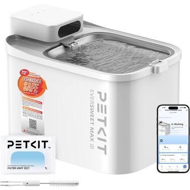 Інтелектуальна питильна фонтан-поїлка для котів та собак PETKIT CT-W3, 3л, нержавіюча сталь, з датчиком руху та низьким рівнем шуму (26дБ), BPA-free