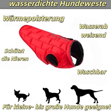 Водонепроникний зимовий одяг для собак Emmalove - тепла жилетка з флісу (червоний, M)