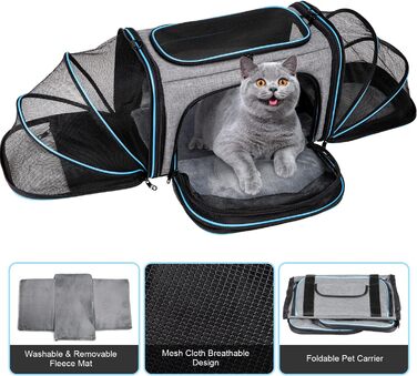 Сумка-переноска для котів і малих собак BERTASCHE, складана, для подорожей, літаків і авто