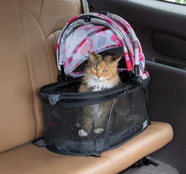 Переноска і автокрісло для маленьких собак і котів Pet Gear View 360 з сітчастою вентиляцією, квітковий принт