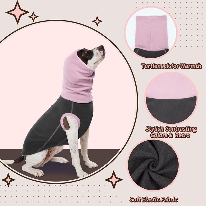 Пуловер для собак IECOii: теплий флісовий пуловер, сорочка, жилетка для собак, сірий колір, розмір L (обхват грудей 48 см)