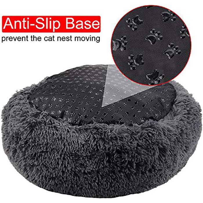 Квітковий лежак для котів та собак, Doughnut форма, 60 см, сірий. Легко чиститься