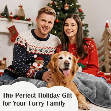 Водонепроникний коврик для собак Nobleza, теплий флісовий коврик для котів, 120 x 100 см, двосторонній, можна прати в машині, для диванів та ліжок, сірий колір