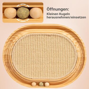 CheerPals Кігтеточка для котів 2-в-1 з натурального сизалю та м'яти, з масивного ясеня, 43x33x3 см