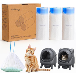 60 мішків для сміття з ручкою для котячого туалету, самоочищувані, міцні, водонепроникні, для котів/собак