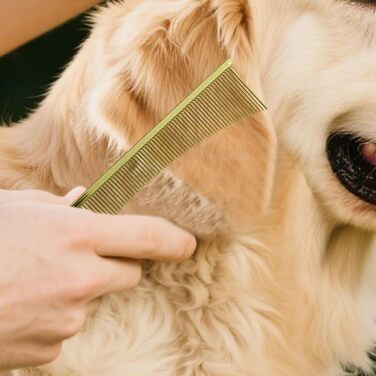 Флохкам для собак | Щітка для котів | Аксесуари для купання собак та котів | Флох-щітка для довгошерстих порід, цуценят | Золотий колір