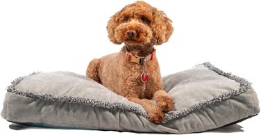 Крісло-ліжко для собак Маленьке, ультрам'яке, плюшеве, тепле. Зручна та затишна лежанка для домашніх тварин. Легка у догляді, знімний чохол, сірий колір (71 x 48 x 8 см)