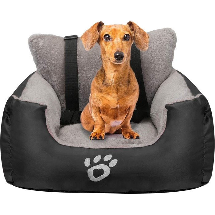 Автокрісло для собак та котів Fareyy, підняття для тварин, переноска з сумкою та страхувальним ременем, водовідштовхувальне, тепле, плюшеве, чорне