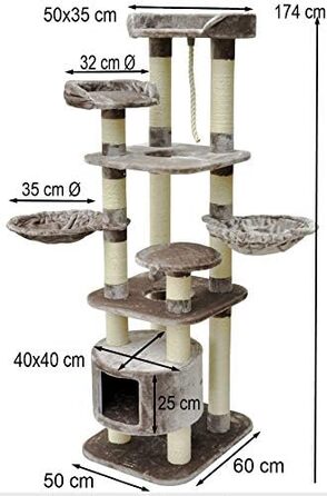 nanook Котячий дряпак XXL Kira 174x60x50 см з будиночком, стійкий і великий