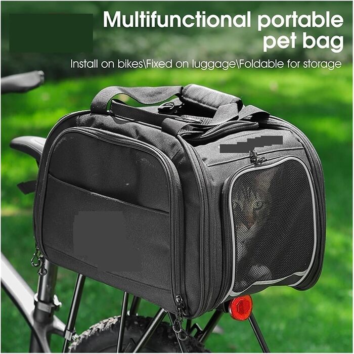 Фаркоп для велосипеда, переноска для тварин, чорний - переноска для кота/собаки, багажник для велосипеда, 1x1x1 см