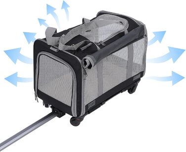 Транспортна переноска для котів та собак на колесах, складна, м'яка, з телескопічною ручкою. Ідеальна для подорожей, кемпінгу та активного відпочинку.