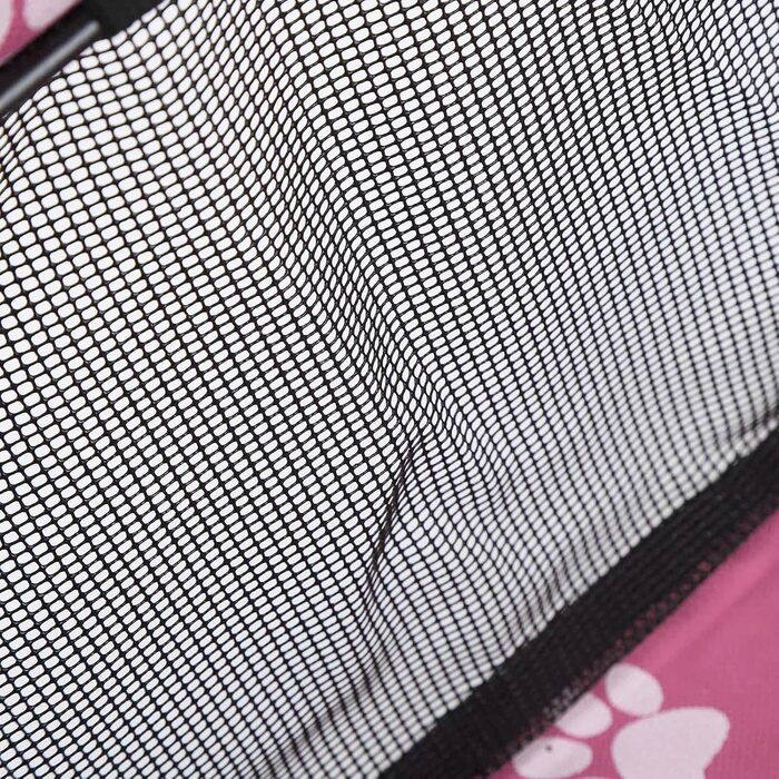 Транспортувальна сумка для тварин з принтом лап, складана переноска для собак з тканини, миється, з ременями безпеки та підпоркою - Комфортна та безпечна для авто та подорожей (Сіра підпорка з лапами, рожева підпорка з лапами)