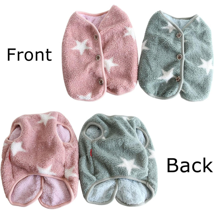 Теплий флісовий теплий одяг для собак для великих собак, маленьких собак з великою грудною кліткою, таких як Французький бульдог, коргі, мопс, бульдог, бультер'єр, шиба та інші - зимова куртка розмір L (XL: обхват грудей 64-66 см, рожевий)