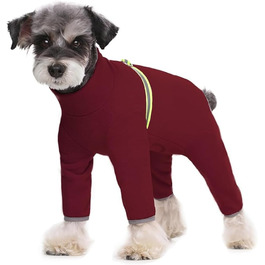 Теплий зимовий одяг для маленьких собак: теплий зимовий костюм, м'який фліс з світловідбиваючим блискавкою, комбінезон для собак, піжама для цуценят, костюм, одяг (Червоний, L)