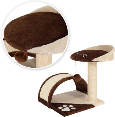 Драбина-кіготь Lionto для котів, 43 см, з іграшками, коричнево-бежева