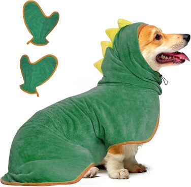 Рушник для собак з мікрофібри, халат для собак, швидковисихаючий, регульований, для великих, середніх, маленьких собак/котів (зелений, S)